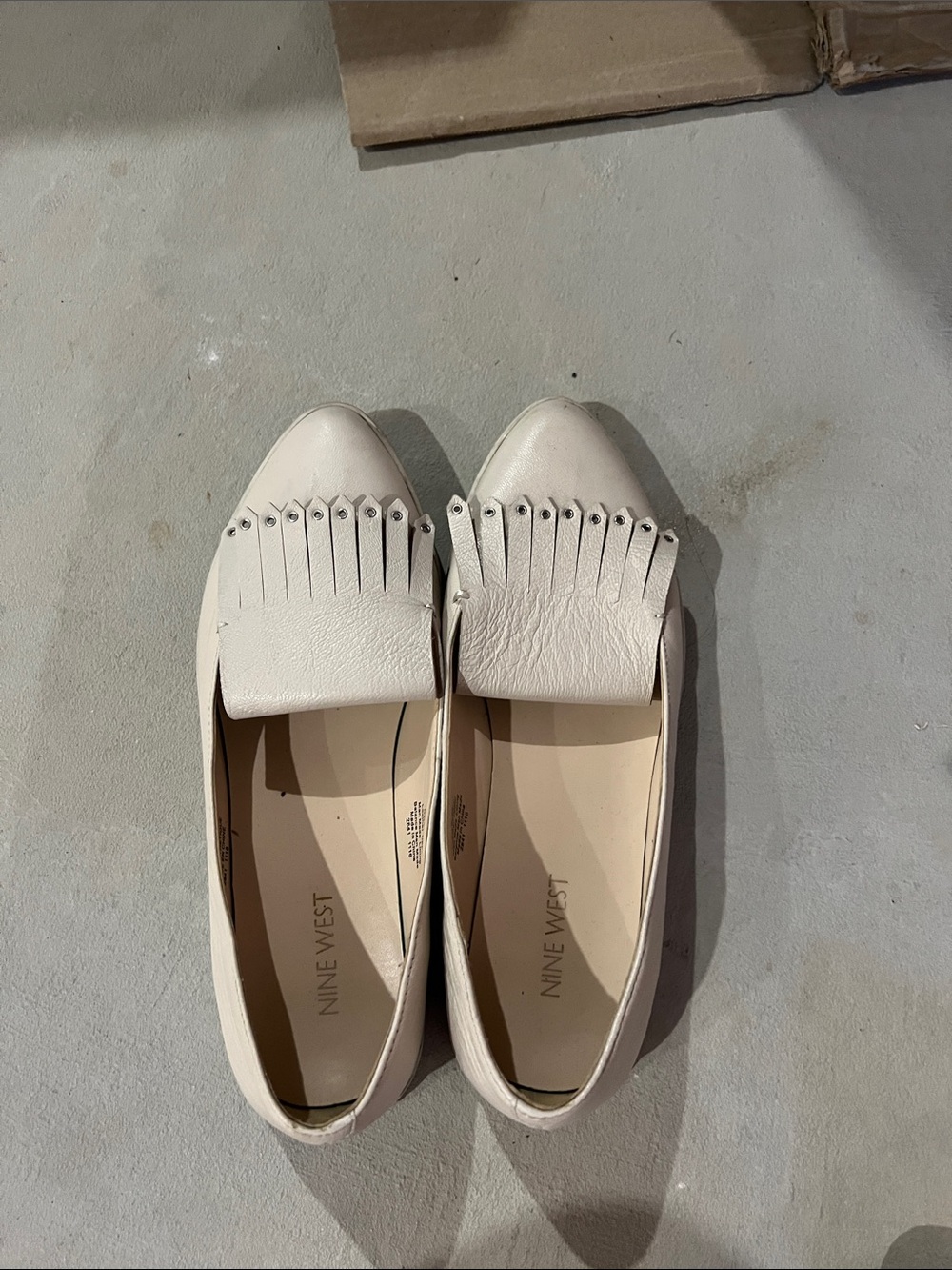 Nine West Cream Fringe Leather Loafers